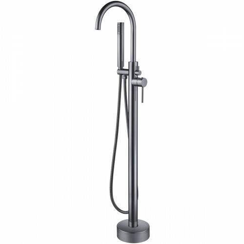 Bain Mural Autoportant - Leoni - 110.9 cm - Ensemble de Douchette - Inox - PVD - Gris Gunmetal