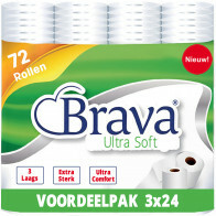 Brava - Papier Toilette 72 Rouleaux - 3 épaisseur - Pack d'économie - Papier Toilette Confort - Pack d'économie de rouleaux de papier toilette - Bundle d'économie de rouleaux de toilette