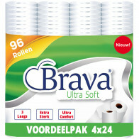 Brava - Papier Toilette 96 Rouleaux - 3 épaisseur - Pack d'économie - Papier Toilette Confort - Pack d'économie de rouleaux de papier toilette - Bundle d'économie de rouleaux de toilette