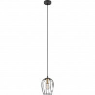 Lampe suspendue LED - Éclairage suspendu - Trion Rigo - Douille E27 - Ronde - Noir mat - Métal