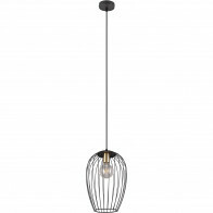 Lampe suspendue LED - Éclairage suspendu - Trion Rigo - Douille E27 - Ronde - Noir mat - Métal - Réglable en hauteur
