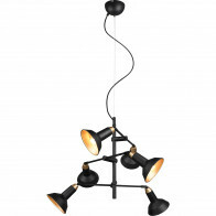 Suspension LED - Luminaire Suspendu - Trion Rollo - Douille E14 - 6-lumières - Rond - Mat Noir - Aluminium