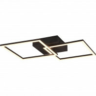 Plafonnier LED - Éclairage de plafond - Trion Square - 20W - Blanc Chaud 3000K - Carré - Noir Mat - Métal