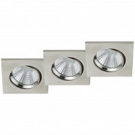 Pack de 3 Spots LED - Spot Encastré - Trion Paniro - Carré 5W - Dimmable - Blanc Chaud 3000K - Mat Nickel - Aluminium - 80mm