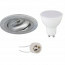 LED Spot Set - Pragmi Alpin Pro - GU10 Fitting - Inbouw Rond - Mat Zilver - 6W - Warm Wit 3000K - Kantelbaar Ø92mm