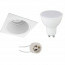 LED Spot Set - Pragmi Minko Pro - GU10 Fitting - Inbouw Vierkant - Mat Wit - 4W - Warm Wit 3000K - Verdiept - 90mm