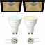 PHILIPS HUE - LED Spot Set GU10 - White Ambiance - Bluetooth - Pragmi Pollon Pro - Inbouw Vierkant - Mat Zwart/Goud - Verdiept - 82mm