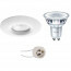 PHILIPS - LED Spot Set - CorePro 827 36D - Pragmi Luno Pro - Waterdicht IP65 - GU10 Fitting - Inbouw Rond - Mat Wit - 3.5W - Warm Wit 2700K - Ø82mm