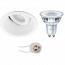 PHILIPS - LED Spot Set - CorePro 827 36D - Pragmi Zano Pro - GU10 Fitting - Inbouw Rond - Mat Wit - 3.5W - Warm Wit 2700K - Kantelbaar - Ø93mm