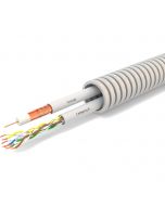 Flexibele Buis met CAT6 + Coax - Voorbedrade Flexbuis - 1x UTP CAT6 U/UTP + 1x Coax Kabel - 20mm - 100 Meter