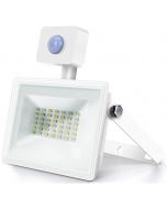 LED Bouwlamp 30 Watt met Sensor - LED Schijnwerper - Aigi Sunny - Natuurlijk Wit 4000K - Waterdicht IP65 - Mat Wit - Aluminium