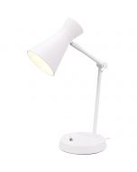 LED Bureaulamp - Tafelverlichting - Trion Ewomi - E27 Fitting - Rond - Mat Wit - Aluminium 2