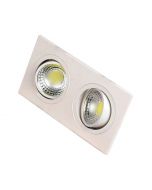 LED Downlight - Inbouw Rechthoek 10W - Helder/Koud Wit 6400K - Mat Wit Aluminium - Kantelbaar 175x93mm