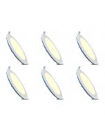 LED Downlight Slim 6 Pack - Inbouw Rond 6W - Warm Wit 2700K - Mat Wit Aluminium - Ø120mm