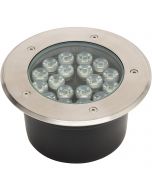 LED Grondspot - Aruz - Inbouw Rond - 18W - Waterdicht IP67 - Natuurlijk Wit 4000K - Rond - Mat Chroom - RVS