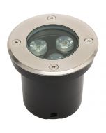 LED Grondspot - Aruz - Inbouw Rond - 3W - Waterdicht IP67 - Natuurlijk Wit 4000K - Rond - Mat Chroom - RVS