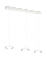 LED Hanglamp - Hangverlichting - Trion Trula - 30W - 3-lichts - Natuurlijk Wit 4000K - Dimbaar - Rechthoek - Mat Wit - Aluminium