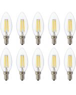 LED Lamp 10 Pack - Kaarslamp - Filament - E14 Fitting - 6W Dimbaar - Warm Wit 2700K