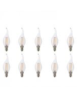 LED Lamp 10 Pack - Kaarslamp - Filament Flame - E14 Fitting - 4W - Warm Wit 2700K