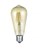 LED Lamp - Filament - Trion Kalon - E27 Fitting - 6W - Warm Wit 2700K - Amber - Aluminium