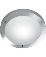 LED Plafondlamp - Trion Condi - Opbouw Rond - Spatwaterdicht IP44 - E27 Fitting - Glans Chroom Aluminium - Ø310mm