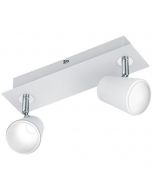 LED Plafondspot - Trion Narca - 12W - Warm Wit 3000K - 2-lichts - Rechthoek - Mat Wit - Aluminium