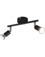 LED Plafondspot - Trion Pamo - GU10 Fitting - 2-lichts - Rond - Mat Zwart - Aluminium