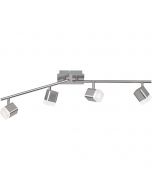 LED Plafondspot - Trion Ribon - 16W - Warm Wit 3000K - 4-lichts - Rechthoek - Mat Nikkel - Aluminium