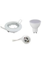 LED Spot Set BSE GU10 Rond Inbouw 6W 3000K Warm Wit Aluminium Glans Wit Armatuur/Frame Kantelbaar 80mm