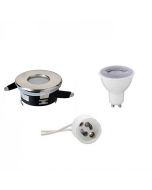 LED Spot Set - GU10 Fitting - Waterdicht IP65 - Dimbaar - Inbouw Rond - Mat Chroom - 6W - Helder/Koud Wit 6400K - Ø82mm