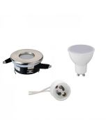 LED Spot Set - GU10 Fitting - Waterdicht IP65 - Inbouw Rond - Mat Chroom - 4W - Warm Wit 3000K - Ø82mm