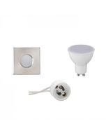 LED Spot Set - GU10 Fitting - Waterdicht IP65 - Inbouw Vierkant - Mat Chroom - 4W - Helder/Koud Wit 6400K - 82mm