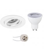 LED Spot Set - Pragmi Aerony Pro - GU10 Fitting - Dimbaar - Inbouw Rond - Mat Wit - 6W - Warm Wit 3000K - Kantelbaar - Ø82mm