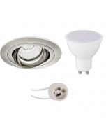 LED Spot Set - Pragmi Alpin Pro - GU10 Fitting - Inbouw Rond - Mat Nikkel - 4W - Warm Wit 3000K - Kantelbaar - Ø92mm