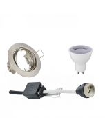 LED Spot Set - Trion - GU10 Fitting - Dimbaar - Inbouw Rond - Mat Nikkel - 6W - Warm Wit 3000K - Kantelbaar Ø83mm