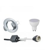 LED Spot Set - Trion - GU10 Fitting - Inbouw Rond - Glans Chroom - 4W - Warm Wit 3000K - Kantelbaar Ø83mm