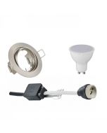 LED Spot Set - Trion - GU10 Fitting - Inbouw Rond - Mat Nikkel - 6W - Warm Wit 3000K - Kantelbaar Ø83mm