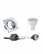 LED Spot Set - Trion - GU10 Fitting - Inbouw Vierkant - Glans Chroom - 6W - Helder/Koud Wit 6400K - Kantelbaar 80mm