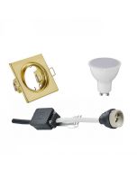 LED Spot Set - Trion - GU10 Fitting - Inbouw Vierkant - Mat Goud - 6W - Warm Wit 3000K - Kantelbaar 80mm