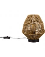 LED Tafellamp - Tafelverlichting - Trion Samir - E27 Fitting - Rond - Bruin - Hout