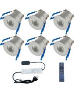 LED Veranda Spot Complete Set - 6 Stuks - 3W - Natuurlijk Wit 4000K - Dimbaar - Waterdicht IP65 - Inbouw - Rond - Mat Zilver - Aluminium - 12V