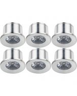 LED Veranda Spot Verlichting 6 Pack - 1W - Warm Wit 3000K - Inbouw - Rond - Mat Zilver - Aluminium - Ø31mm