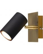 LED Wandspot - Trion Milona - GU10 Fitting - 1-lichts - Rond - Mat Zwart/Goud - Aluminium