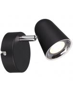 LED Wandspot - Trion Toluno - 3W - Warm Wit 3000K - 1-lichts - Rond - Mat Zwart - Kunststof