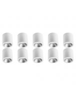 Opbouwspot 10 Pack - Pragmi Cliron Pro - GU10 Fitting - Opbouw Rond - Mat Wit/Zilver - Aluminium - Verdiept - Ø90mm