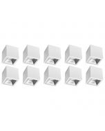 Opbouwspot 10 Pack - Pragmi Cliron Pro - GU10 Fitting - Opbouw Vierkant - Mat Wit/Zilver - Aluminium - Verdiept - Ø90mm