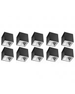 Opbouwspot 10 Pack - Pragmi Cliron Pro - GU10 Fitting - Opbouw Vierkant - Mat Zwart/Zilver - Aluminium - Verdiept - Ø90mm