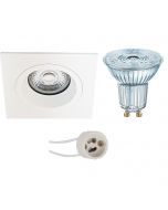 OSRAM - LED Spot Set - Parathom PAR16 927 36D - Pragmi Rodos Pro - GU10 Fitting - Dimbaar - Inbouw Vierkant - Mat Wit - 3.7W - Warm Wit 2700K - 93mm