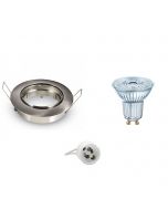 OSRAM - LED Spot Set - Parathom PAR16 930 36D - GU10 Fitting - Dimbaar - Inbouw Rond - Mat Chroom - 3.7W - Warm Wit 3000K - Kantelbaar Ø90mm