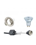 OSRAM - LED Spot Set - Parathom PAR16 927 36D - GU10 Fitting - Dimbaar - Inbouw Rond - Mat Nikkel - 3.7W - Warm Wit 2700K - Kantelbaar Ø83mm